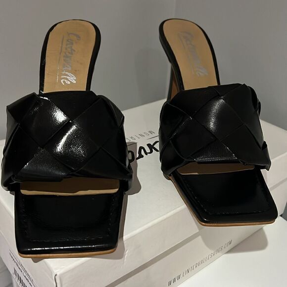 L’intervalle nayla black woven open toe heels - Picture 2 of 3